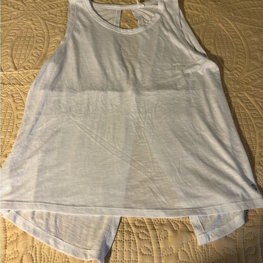 Balance Collection Cream Asymmetrical Cut Out Tank Top